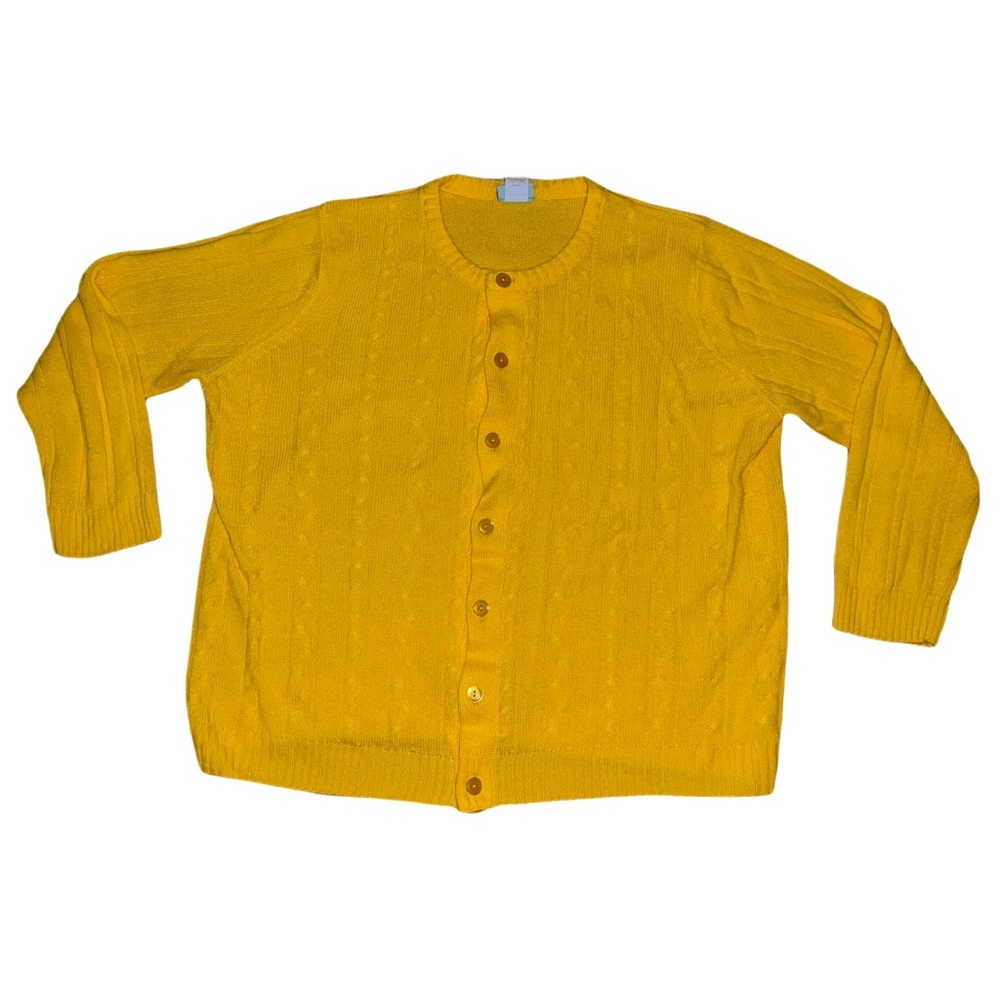 Woman Within Sara Morgan Acrylic Yellow Cable Womens Knit Cardigan Plus Size XXL